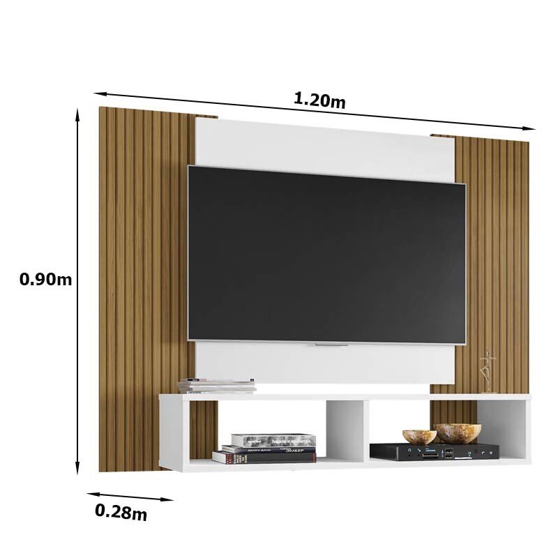 Painel Navi Larg. 1.20m Branco Ripado para TV até 47" - Bechara - Imagem 3
