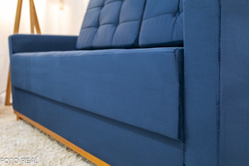 Sofá Áustria 3 Lugares + Poltrona Áustria Veludo Azul A16 - Imagem 5