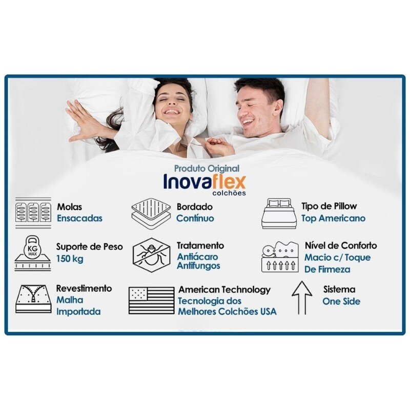 Colchão Casal Essential 138x188x30 Molas Ensacadas Pocket - Inovaflex | Suporta até 250kg - Imagem 8