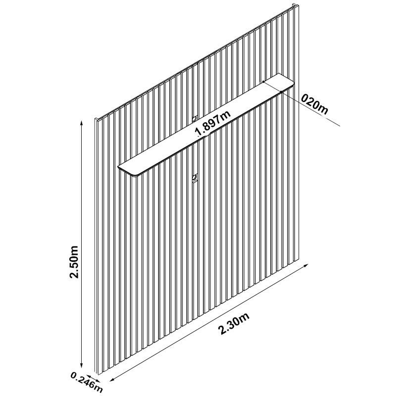 Painel Nobre Larg. 2.30m Naturale Ripado 100% MDF C/ Led para TV até 85" - Gelius - Imagem 6