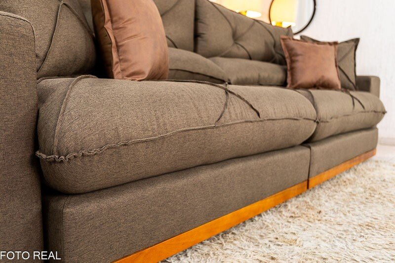 Sofá Retrátil Reclinável Gran Bello 2.90m Linho Marrom - Molas Ensacadas - Imagem 7