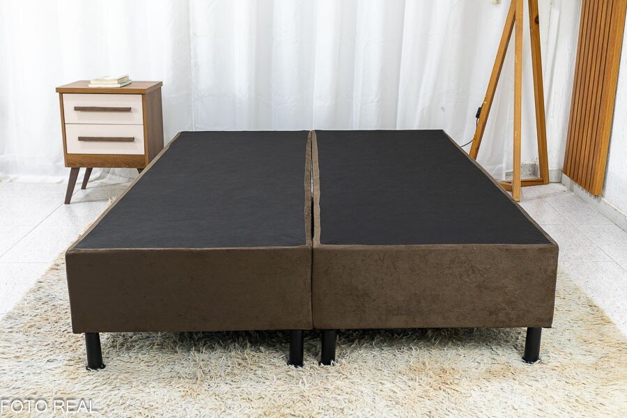 Box Casal Bipartida 138x188x38 Sued Marrom - Nosso Sonho - Imagem 2