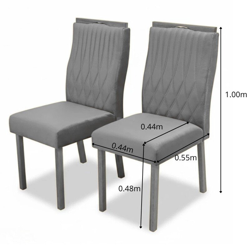 2 Cadeiras Genova Veludo Bege 512 - Art Assentos - Imagem 3