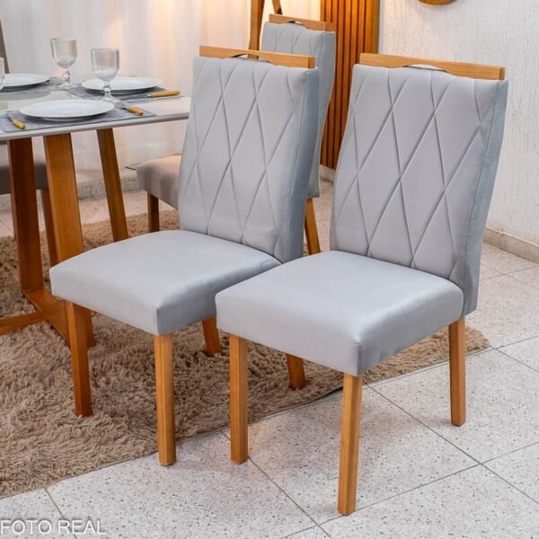 2 Cadeiras Lisboa Prata 514 Madeira Maciça Art Assento - Entregue Montada