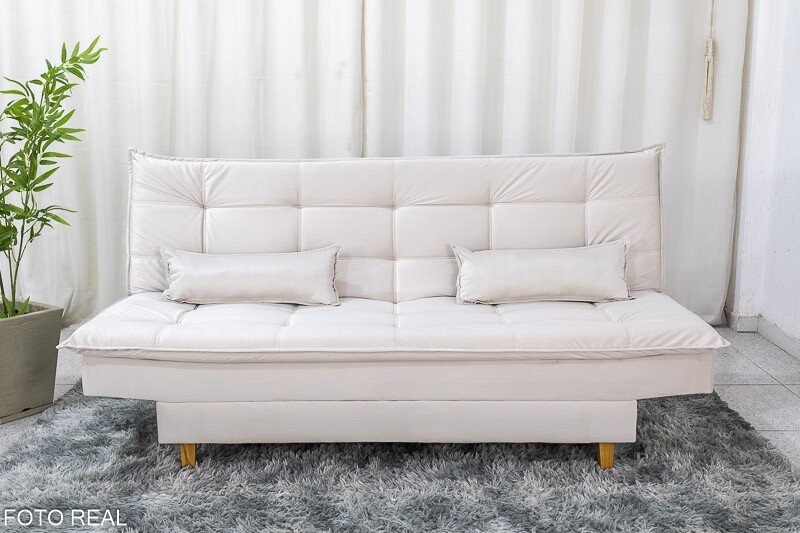 Sofá Cama Premium Veludo Bege 2269 Larg. 1.80m - Imagem 3