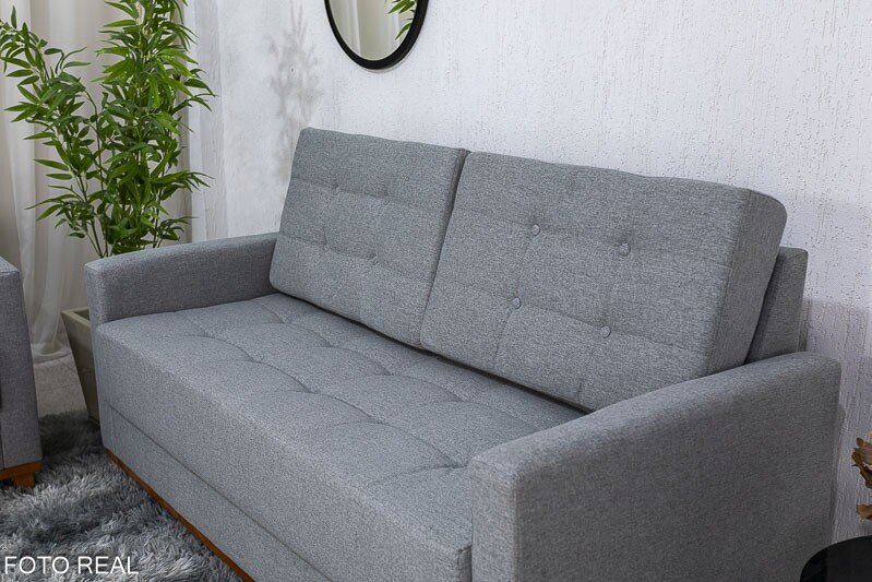 Sofá Áustria 3 Lugares + Poltrona Áustria Linho Cinza A59 - Imagem 3