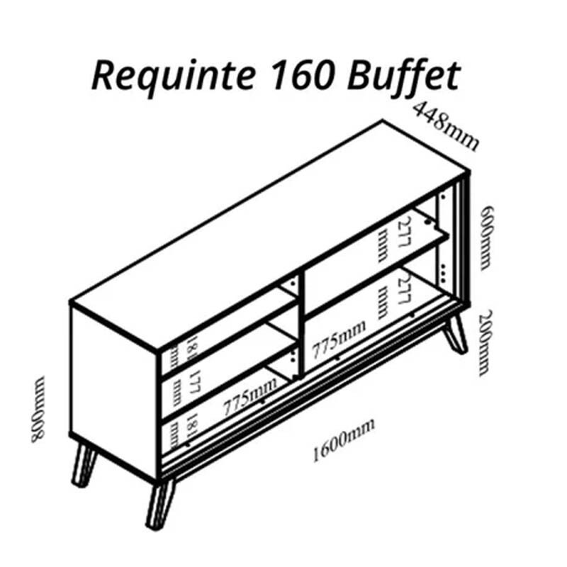 Buffet Requinte Naturale/Off com LED Larg. 1.60m - Gelius - Imagem 4