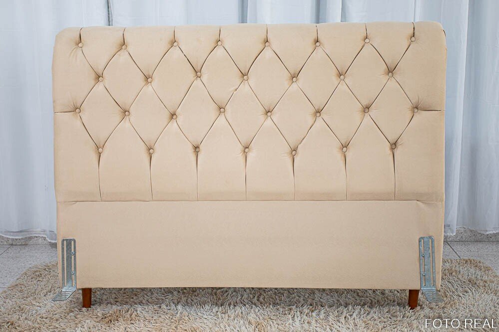 Cabeceira Casal Lavínia Sued Bege Largura 1.40m