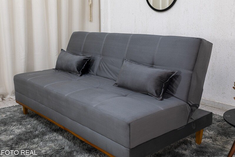 Sofá Cama Madrid Veludo Cinza 2303 Larg. 1.80m - Molas Bonnel - Imagem 3