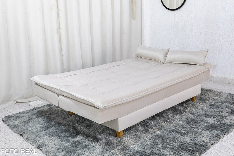 Sofá Cama Premium Veludo Bege 2269 Larg. 1.80m - Imagem 2
