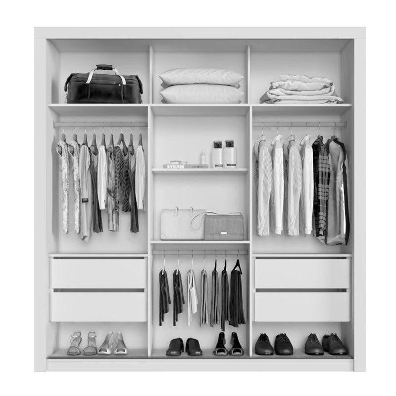 Guarda-Roupa Casal 3 Portas New Panamá c/Espelho Tóquio Branco Larg. 1.85m Sallêto - Imagem 2