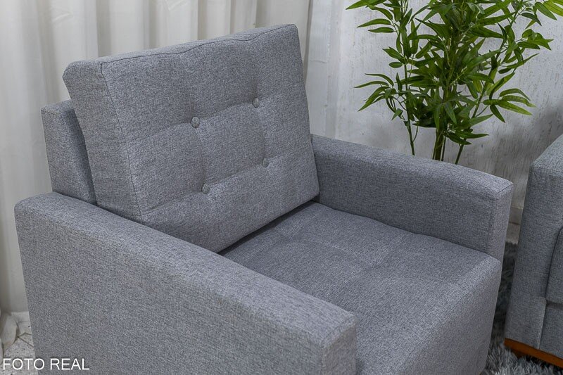 Sofá Áustria 3 Lugares + Poltrona Áustria Linho Cinza A59 - Imagem 6