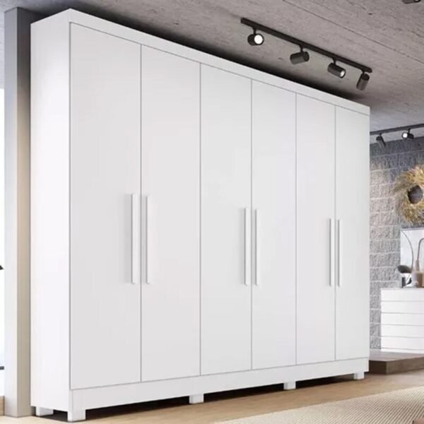 Roupeiro Casal Sergipe Branco 6 Portas C/ Pés Larg. 1.80m - Bianchi