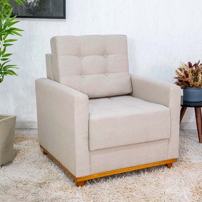 Poltrona Áustria Linho Bege A57 - Imagem 2