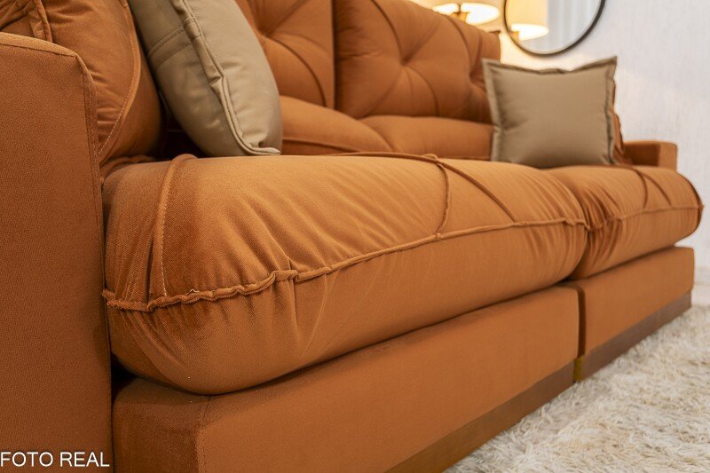 Sofá Retrátil Reclinável Gran Bello 2.30m Veludo Terracota 24 - Molas Ensacadas Pocket - Imagem 9
