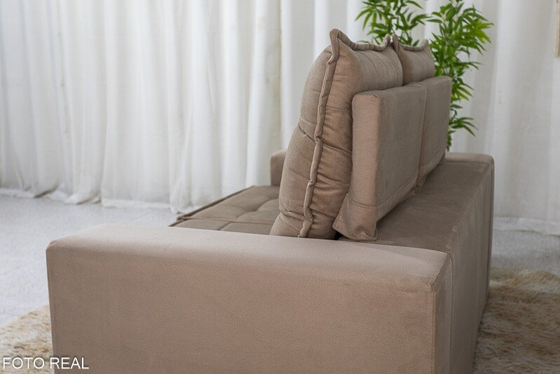 Sofá Retrátil Reclinável Rafaela 1.60m Veludinho Bege B09 - Imagem 8