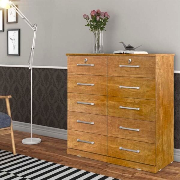 Cômoda Vane 006 Cinamomo 10 Gavetas Larg. 1.18m - JL Móveis