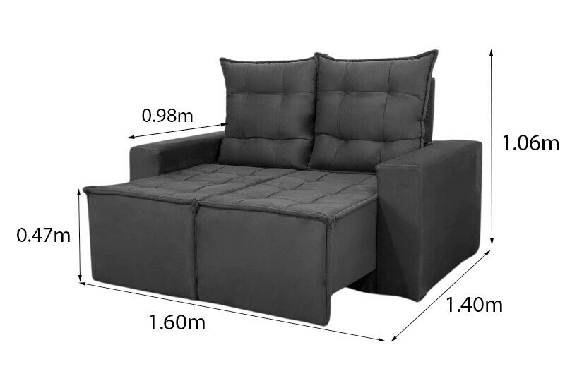 Sofá Retrátil Reclinável Rafaela 1.60m Veludinho Bege B09 - Imagem 9