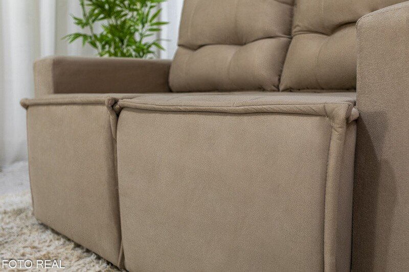 Sofá Retrátil Reclinável Rafaela 1.60m Veludinho Bege B09 - Imagem 7