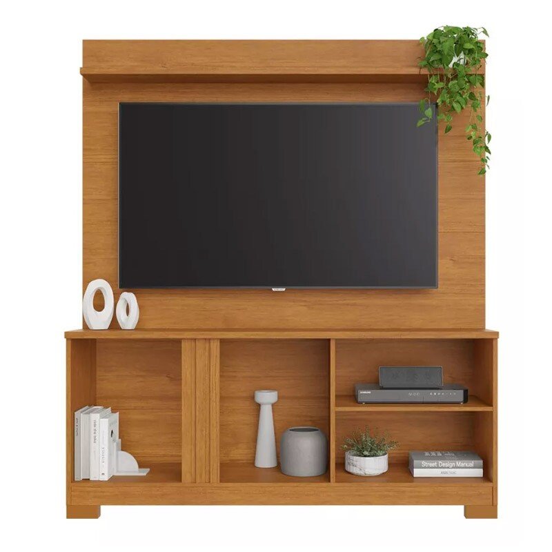 Home União Candian Larg. 1.36m Cinamomo/Off Detalhe Ripado para TV até 56" - JCM - Imagem 2