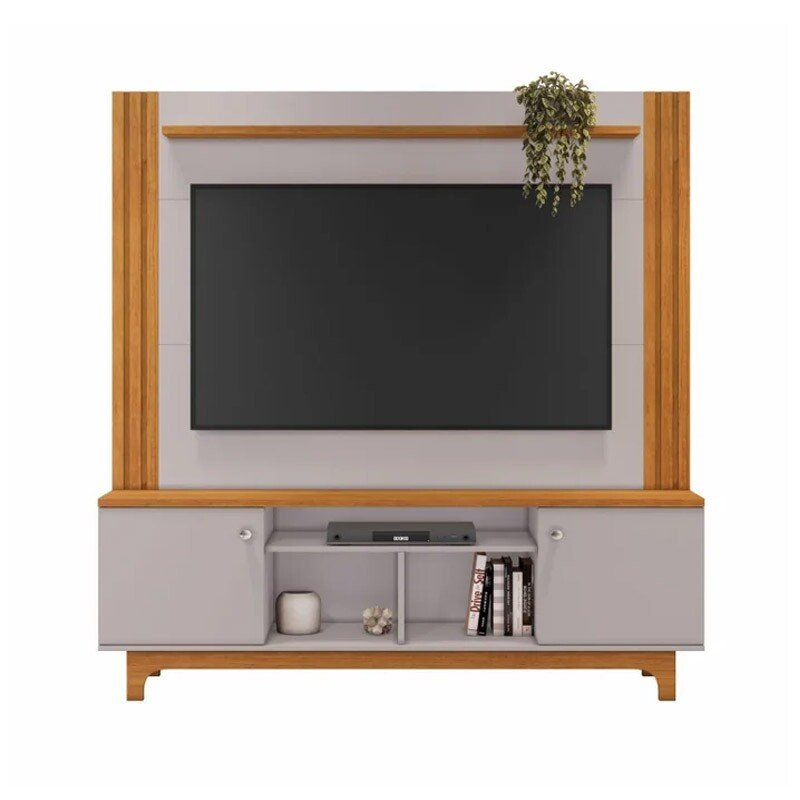 Home Bálsamo Larg. 1.50m Cinamomo/Off C/ Detalhe Ripado para TV até 65" - JCM - Imagem 6