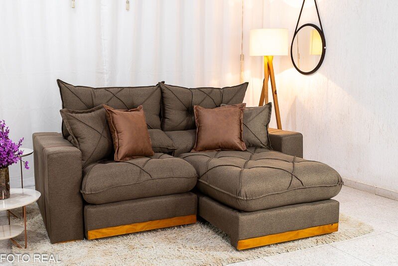 Sofá Retrátil Reclinável Gran Bello 2.00m Linho Marrom - Molas Ensacadas - Imagem 3
