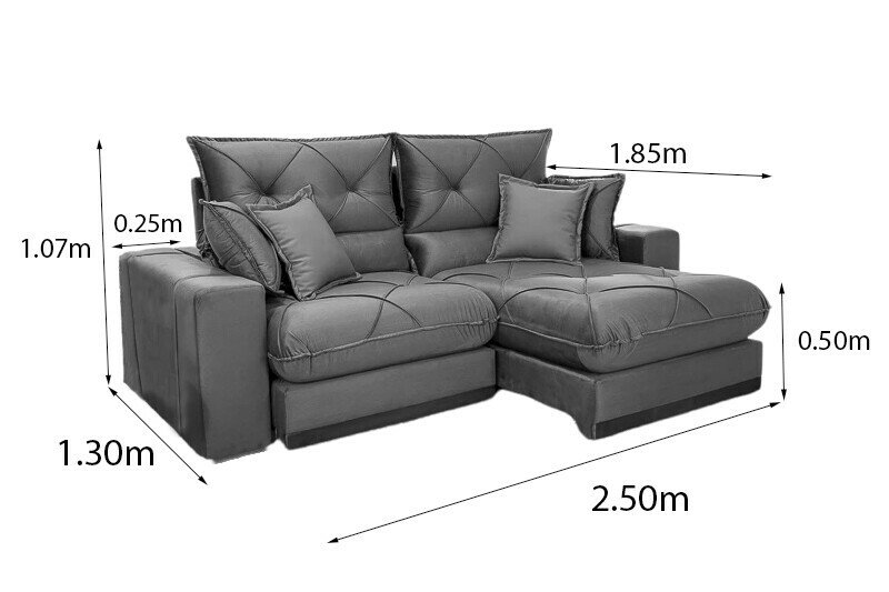 Sofá Retrátil Reclinável Gran Bello 2.50m Veludo Marrom 19 - Molas Ensacadas Pocket - Imagem 9