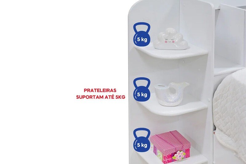 Cama Solteiro Milênio + Cama Auxiliar 2 Gavetas Branca - D Doro - Imagem 8