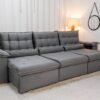 Sofá Retrátil Reclinável Emanuelly 3.20m Veludo Cinza 20 - D28 Soft