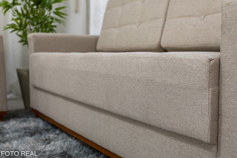 Sofá Áustria 3 Lugares + Poltrona Áustria Linho Bege A57 - Imagem 4