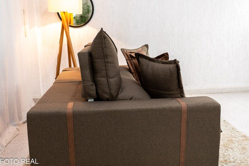 Sofá Retrátil Reclinável Gran Bello 2.00m Linho Marrom - Molas Ensacadas - Imagem 8