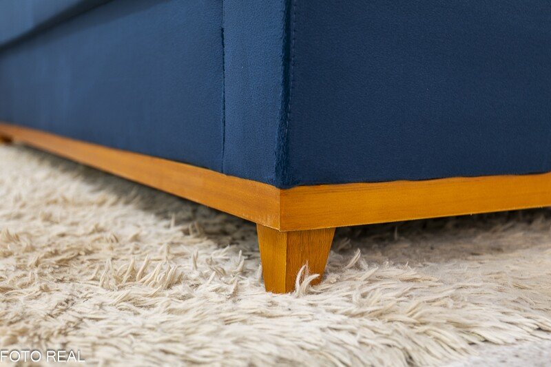 Sofá Áustria 3 Lugares + Poltrona Áustria Veludo Azul A16 - Imagem 8