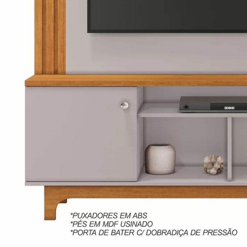 Home Bálsamo Larg. 1.50m Cinamomo/Off C/ Detalhe Ripado para TV até 65" - JCM - Imagem 5