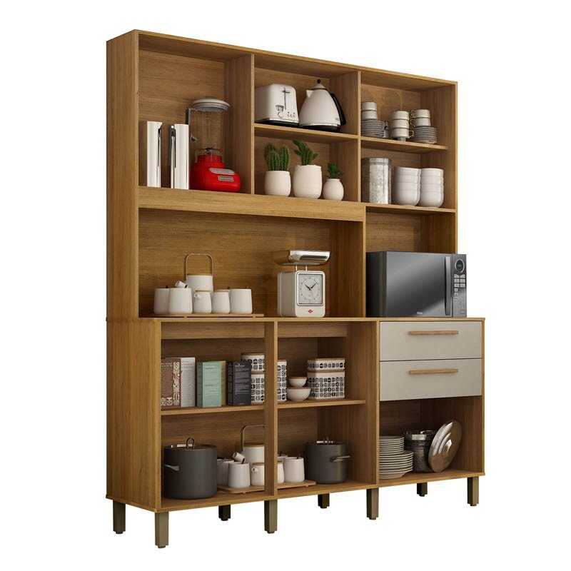 Armário Cozinha Diamante Larg. 1.63m Cinamomo/Off 5 Portas 2 Gavetas - Valdemoveis - Imagem 2