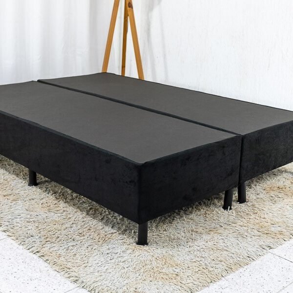 Box Casal Bipartida 138x188x38 Sued Preto Nosso Sonho