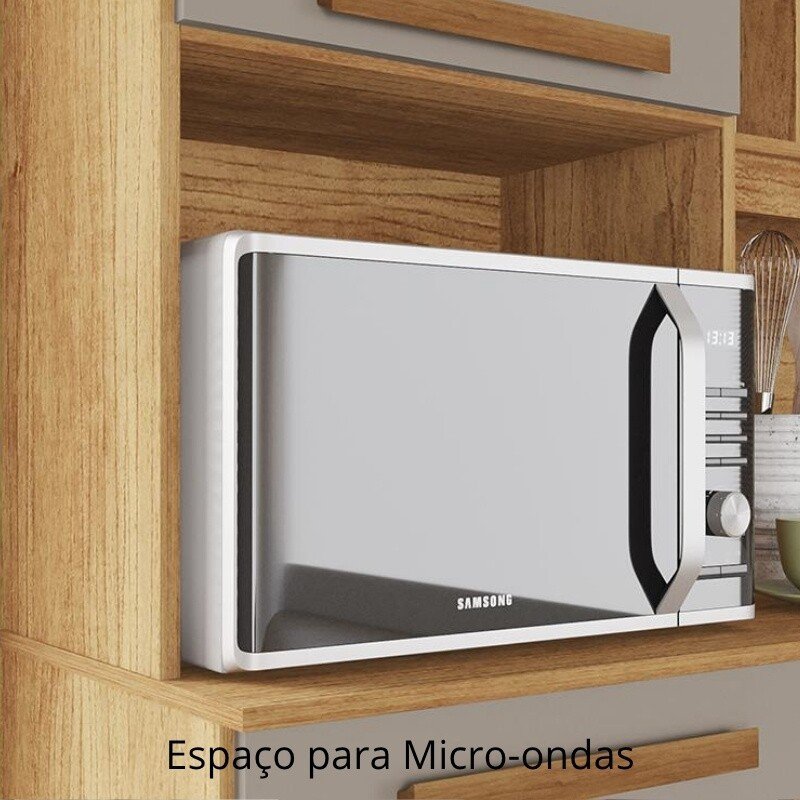 Armário Cozinha Acácia Larg. 2.18m Cinamomo/Off 8 Portas 2 Gavetas - Sallêto - Imagem 5