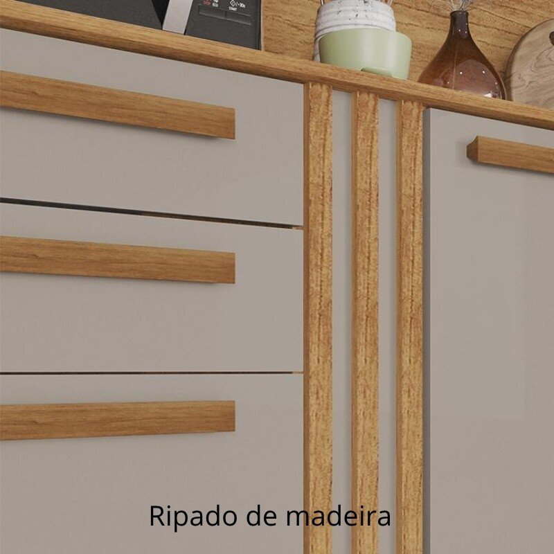 Armário Cozinha Acácia Larg. 2.18m Cinamomo/Off 8 Portas 2 Gavetas - Sallêto - Imagem 7