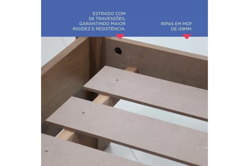 Cama Solteiro Milênio Branca Cabeceira C/ Baú - D Doro - Imagem 4