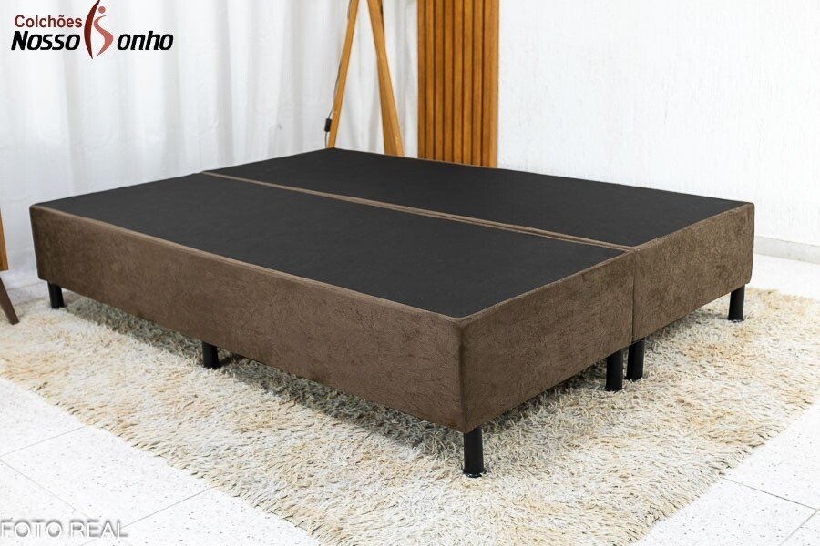 Box Casal Bipartida Sued Marrom + Colchão Casal Ortopédico Light 138x188x63 - Ortobom | Suporta até 260kg - Imagem 5