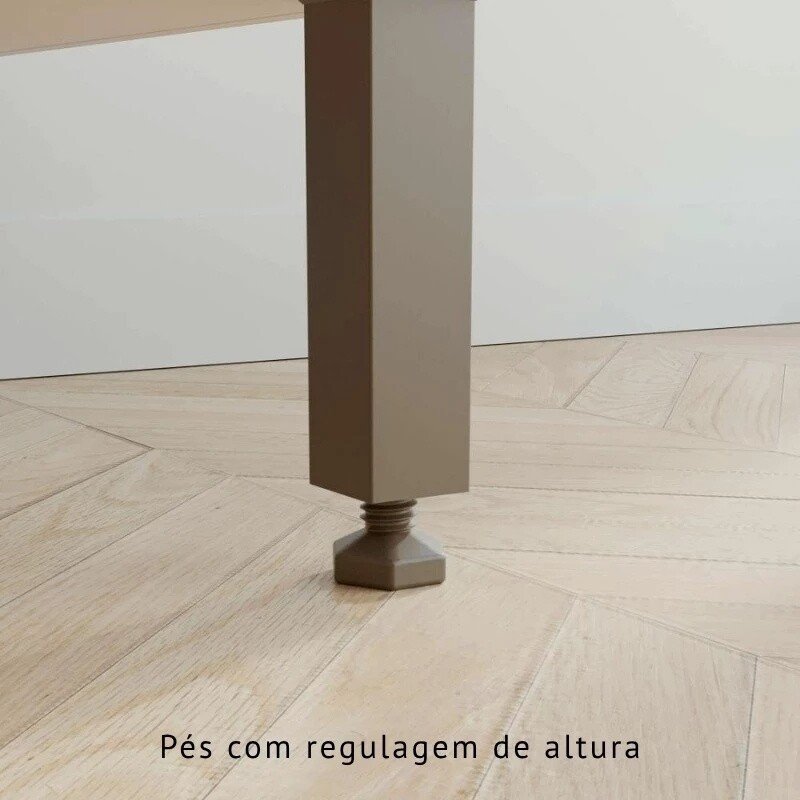 Balcão Flórida 3 Portas 2 Gavetas Larg. 1.20m + Armário Aéreo Florida 2 Portas Larg. 1.20m Ripado Cinamomo/Off - Sallêto - Imagem 9