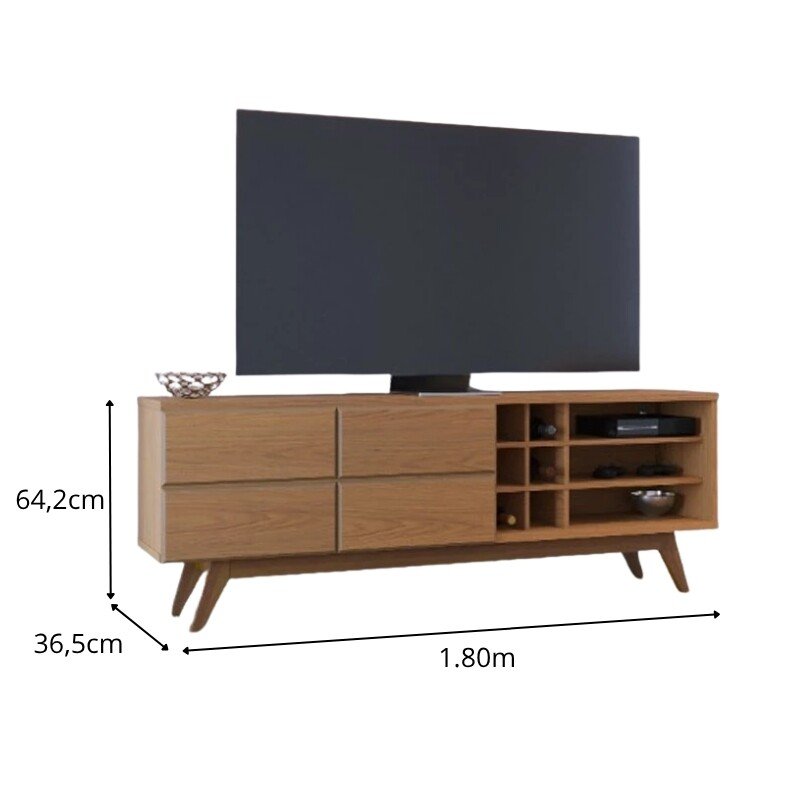 Bancada Noronha Larg. 1.80m Freijó para TV até 70" - Colibri - Imagem 5