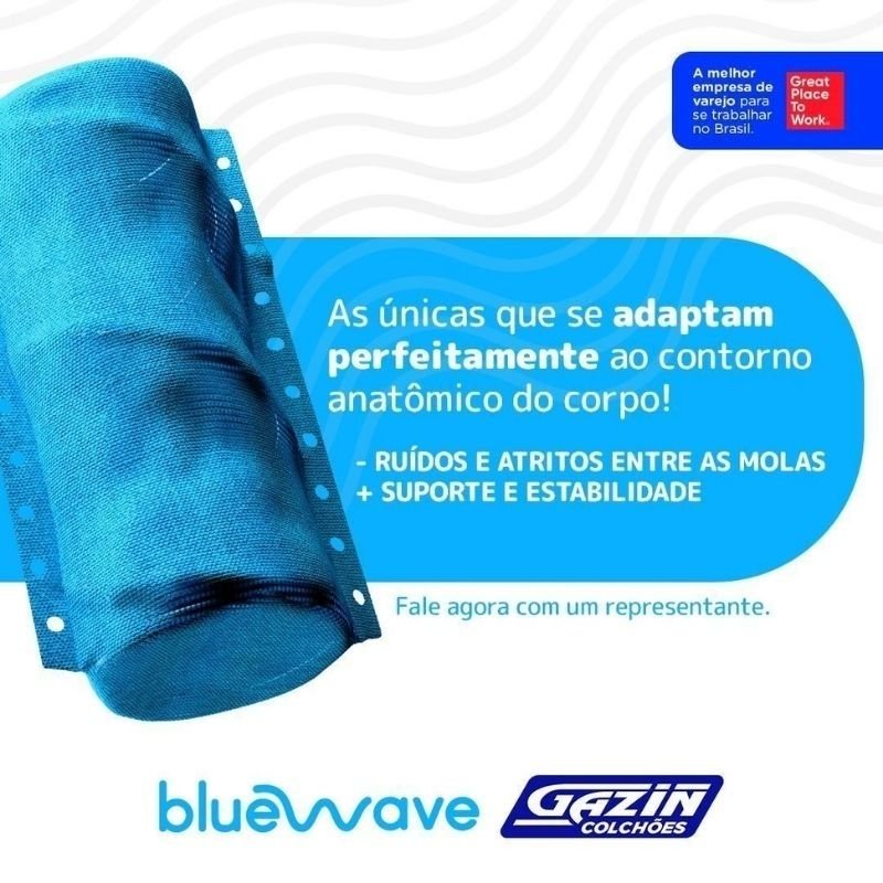 Box Casal Universal Marrom Bordado + Colchão Casal Twins 138x188x71 Molas BlueWave - Gazin | Suporta até 290kg - Imagem 8