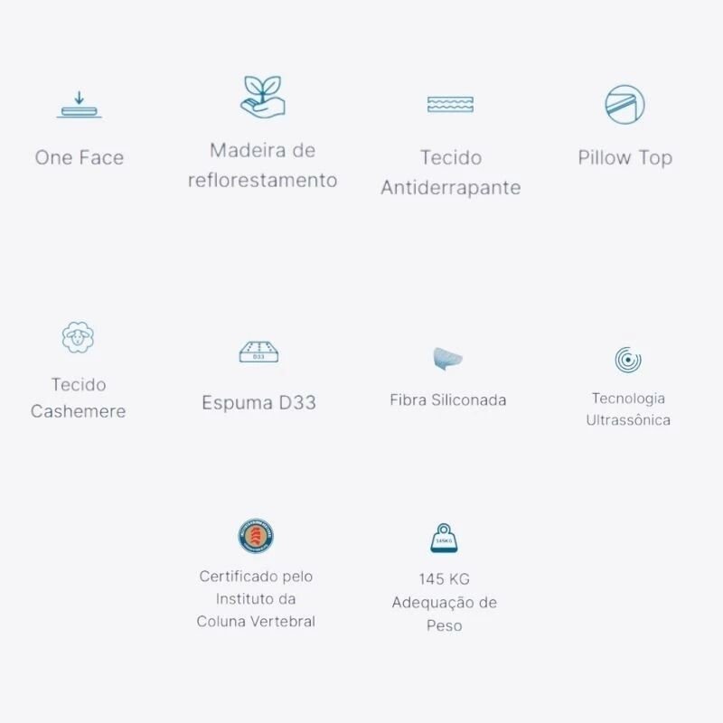 Box Casal Universal Marrom Bordado + Colchão Casal Twins 138x188x71 Molas BlueWave - Gazin | Suporta até 290kg - Imagem 9