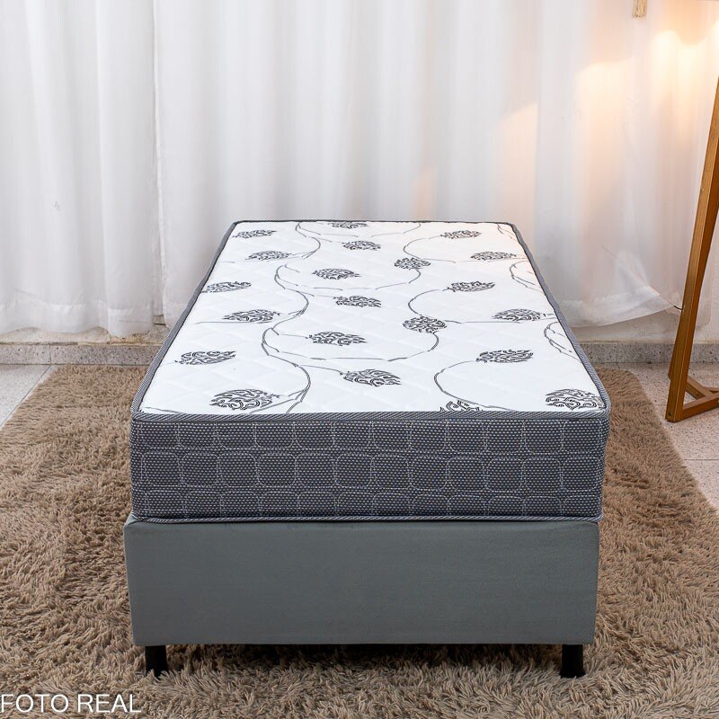 Box Solteiro Sued Cinza Ortobel + Colchão Solteiro Orthoclínico 88x188x57 Ortopédico D45 - Orthoprime | Suporta até 130kg - Imagem 3