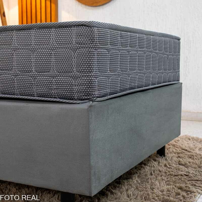 Box Solteiro Sued Cinza Ortobel + Colchão Solteiro Orthoclínico 88x188x57 Ortopédico D45 - Orthoprime | Suporta até 130kg - Imagem 4