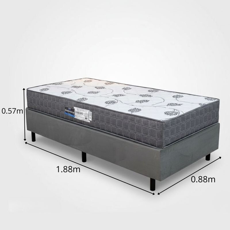 Box Solteiro Sued Cinza Ortobel + Colchão Solteiro Orthoclínico 88x188x57 Ortopédico D45 - Orthoprime | Suporta até 130kg - Imagem 2
