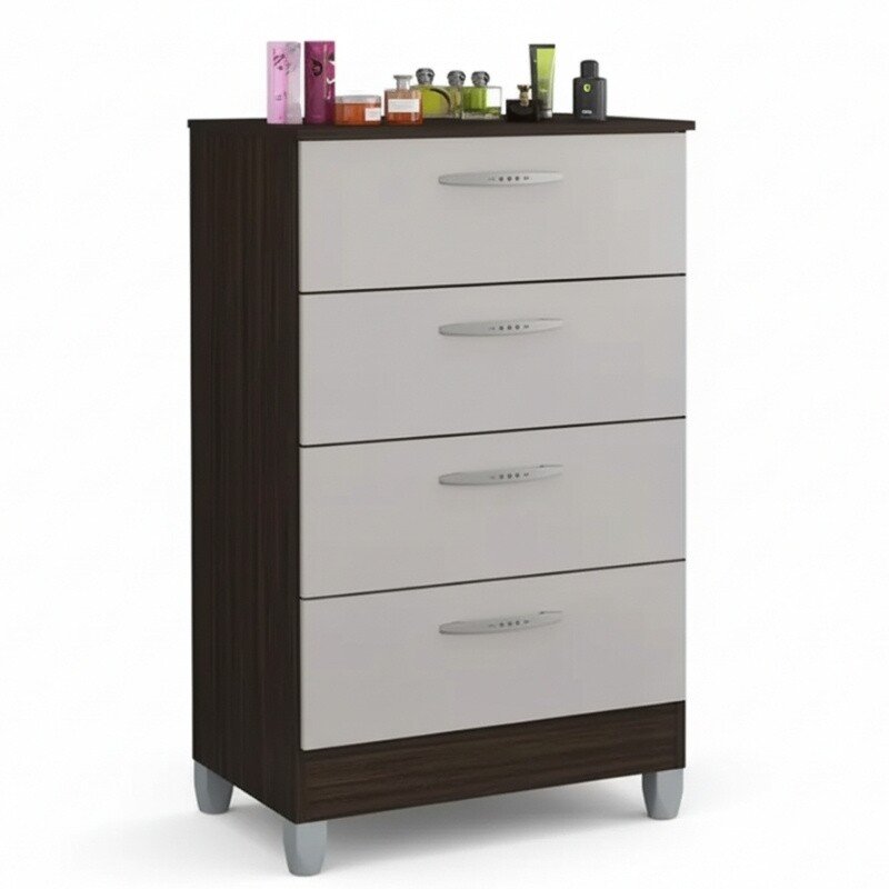 Cômoda com 4 Gavetas Chocolate/Off Larg. 0.59m - Poquema