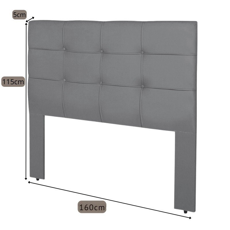 Cabeceira Queen 1.60 Eslovênia Veludo Cinza - Imagem 3