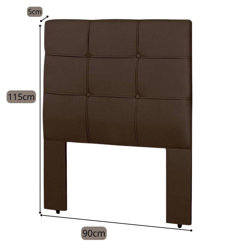 Cabeceira Solteiro 0,90 Eslovênia Veludo Marrom - Imagem 2