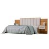 Cabeceira Casal Íris Cinamomo/Off Larg. 1.40m Acolchoada Linho Bege e Detalhe Ripado - D Doro